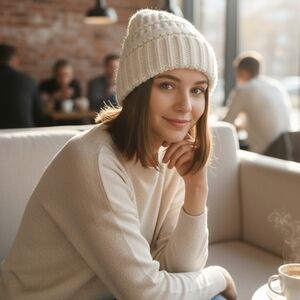 Off White Knit Beanie